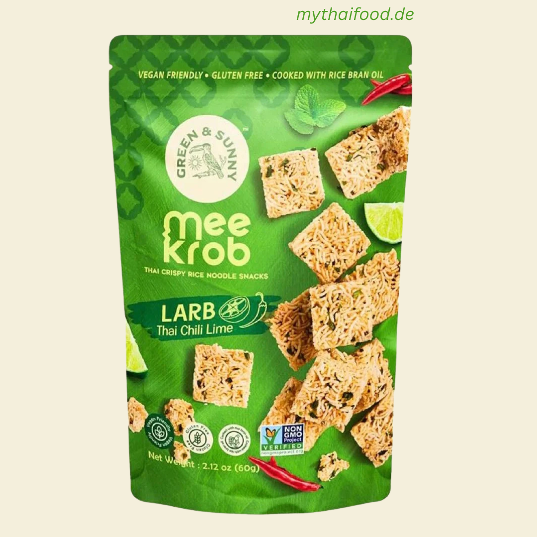 Reisnudel Snack Chilli/Limette (Green & Sunny)60g/ขนมหมี่กรอบรสลาบ