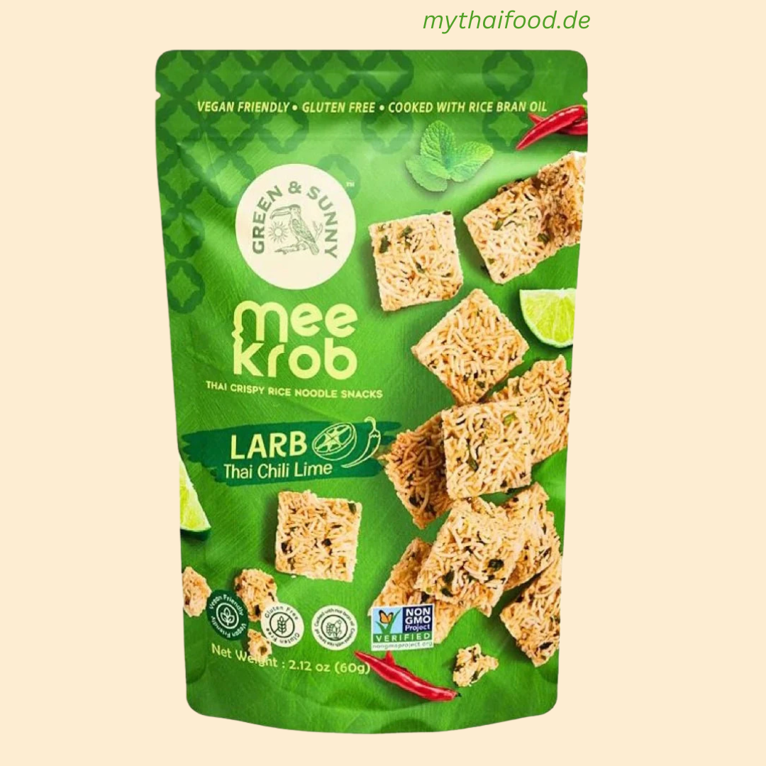 Reisnudel Snack Chilli/Limette (Green & Sunny)60g/ขนมหมี่กรอบรสลาบ
